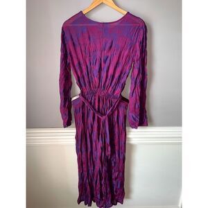 ZARA CREASED JACQUARD DRESS Sz S Cutout Sides NWT